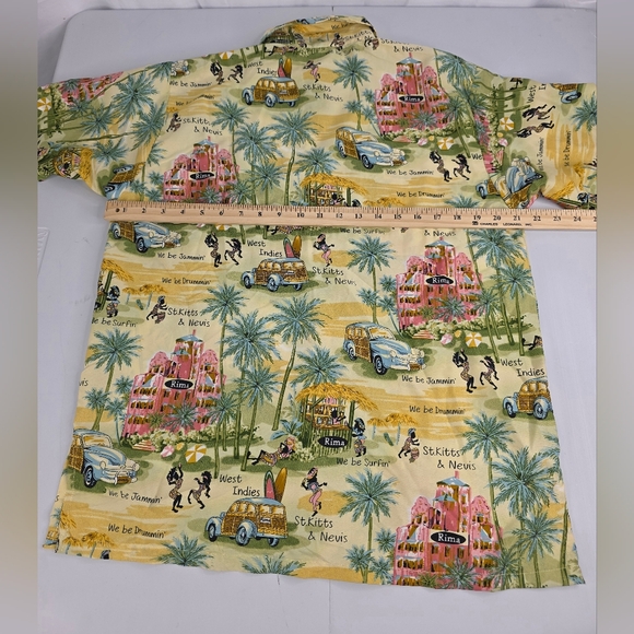 Rima Tropical Island Print Short Sleeve Button Down Shirt Size Small BY-1418 - Picture 6 of 9
